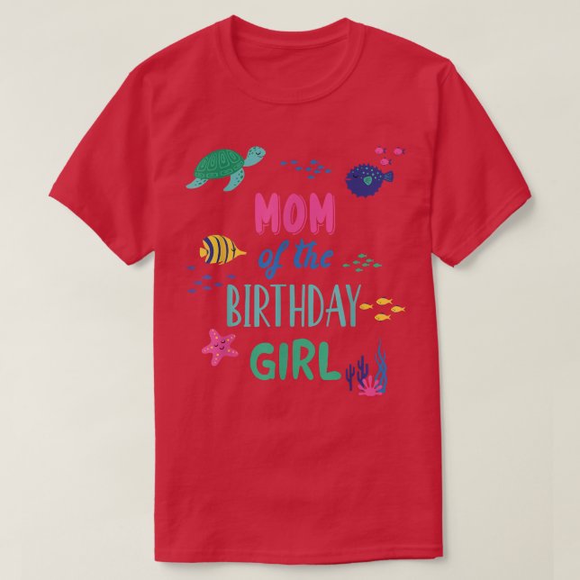 T-shirt Maman De L'Anniversaire Fille Sous La Mer Thème Co (Design devant)