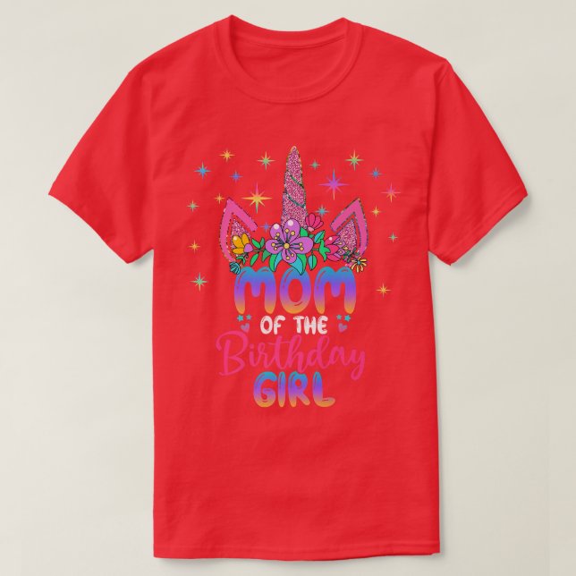 T-shirt Maman De L'Anniversaire Fille Unicorn Anniversaire (Design devant)