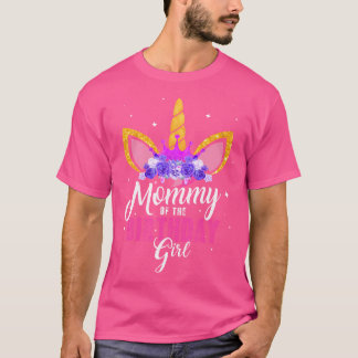 T-shirt Maman De L'Anniversaire Fille Unicorne Maman Anniv