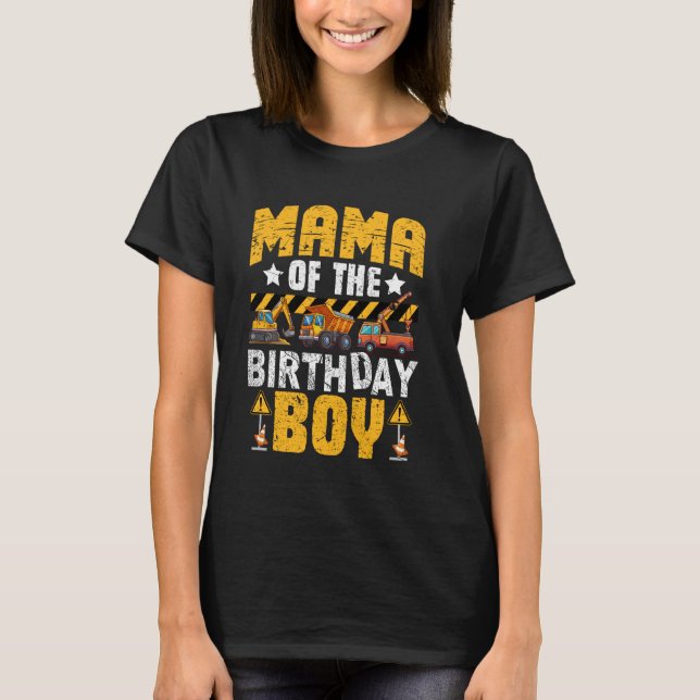 T-shirt Maman De L'Anniversaire Garçon Construction Thème  (Devant)
