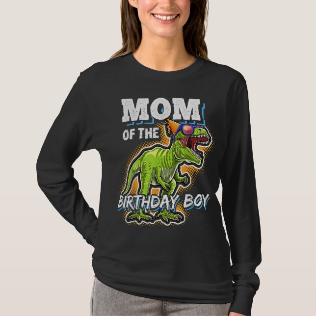 T-shirt Maman de l'Anniversaire garçon jumelé famille Dino (Devant)