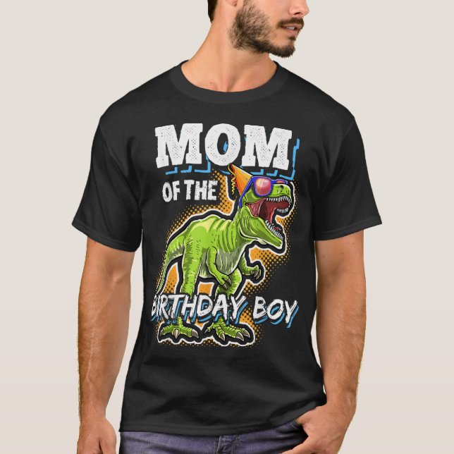 T-shirt Maman de l'Anniversaire garçon jumelé famille Dino (Devant)