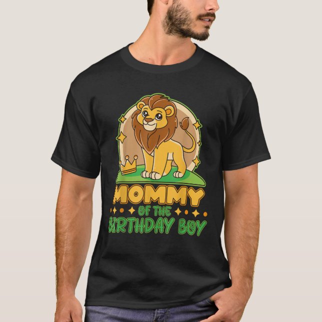 T-shirt Maman de l'anniversaire garçon Lion Fête de famill (Devant)