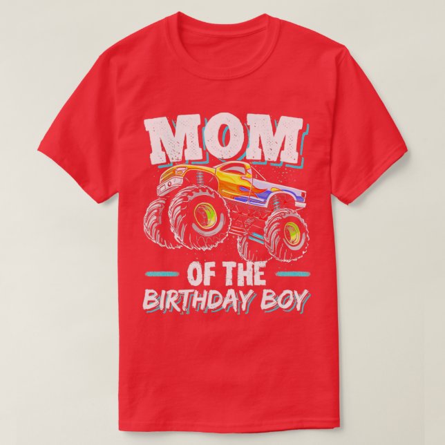 T-shirt Maman de l'anniversaire garçon Monster Camion (Design devant)