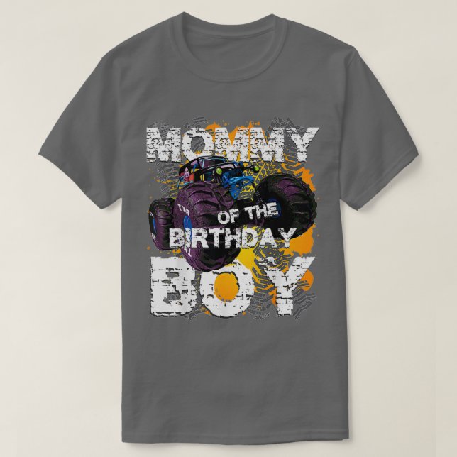 T-shirt Maman De L'Anniversaire Garçon Monster Camion Corr (Design devant)
