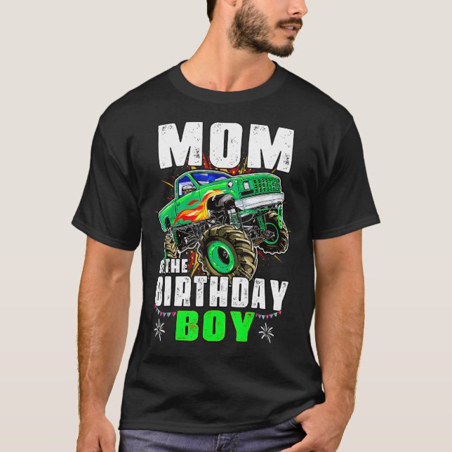 T-shirt Maman De L'Anniversaire Garçon Monster Truck Famil (Devant)