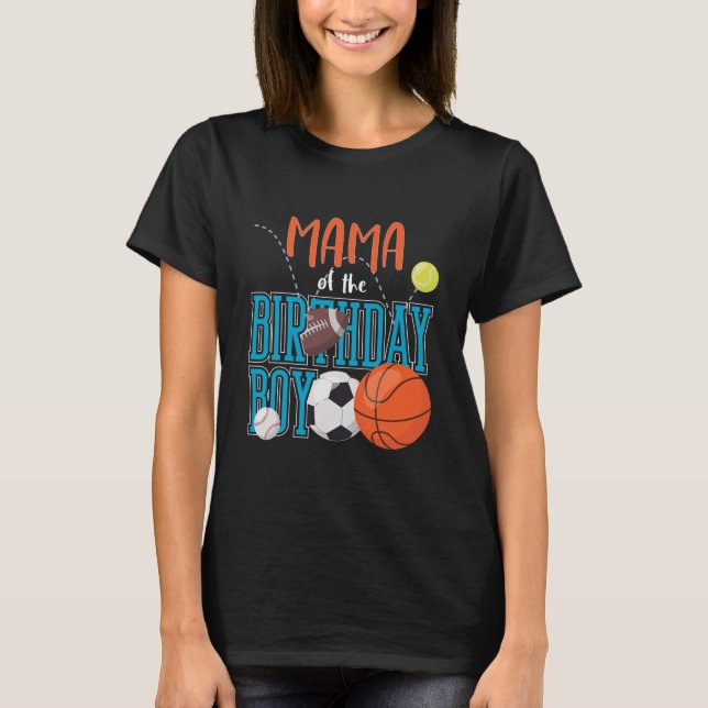 T-shirt Maman De L'Anniversaire Garçon Sports Famille Matc (Devant)