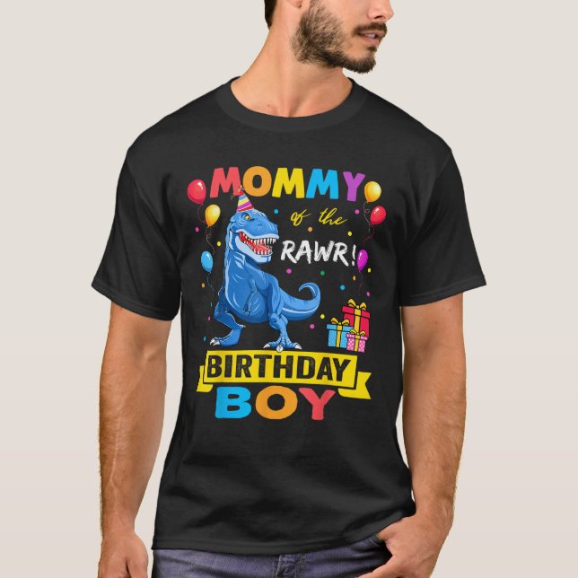 T-shirt Maman de l'Anniversaire Garçon T Chemise Dinosaure (Devant)