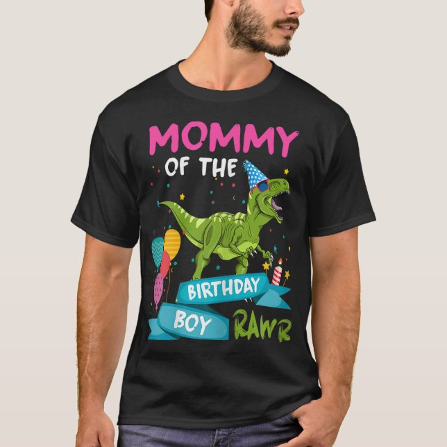 T-shirt Maman de l'anniversaire garçon T-Rex RAWR Dinosaur (Devant)