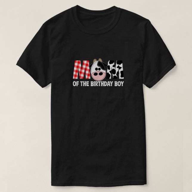 T-shirt Maman De L'Anniversaire Pour Boy Cow Farm 1Er Anni (Design devant)