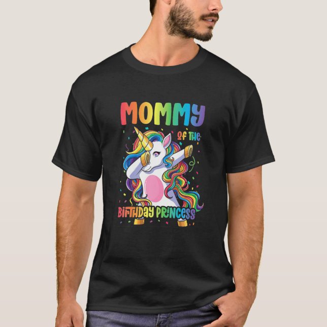 T-shirt Maman De L'Anniversaire Princesse Dabbing Unicorn  (Devant)