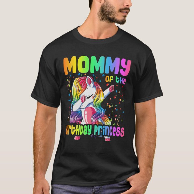 T-shirt Maman De L'Anniversaire Princesse Dabbing Unicorn  (Devant)