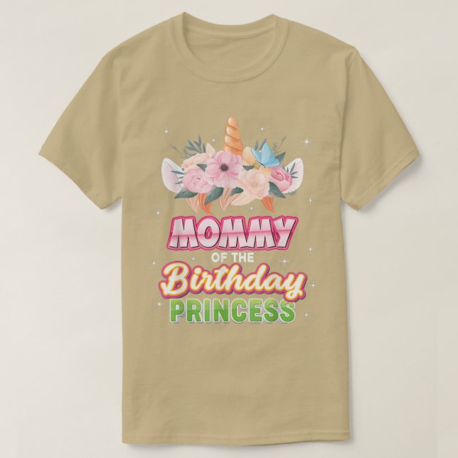 T-shirt Maman De L'Anniversaire Princesse Happy Unicorn Gi (Design devant)