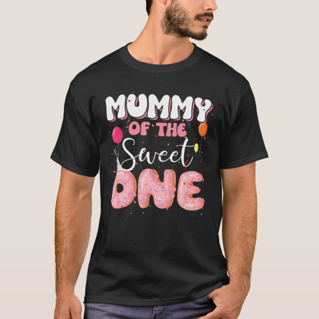 T-shirt Maman De L'Anniversaire Un Doughnut 1Ère Famille B (Devant)