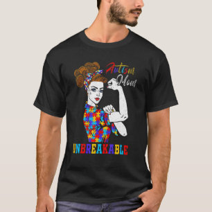 T-shirt Maman de l'autisme incassable Bun Messy Sensibilis