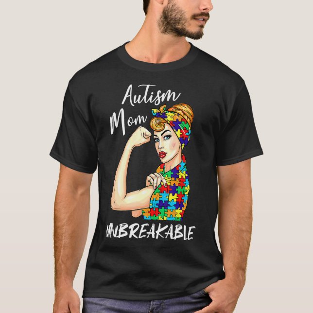 T-shirt Maman de l'autisme incassable  Sensibilisation à l (Devant)