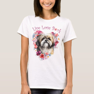 T-shirt Maman de Lhasa Apso Floral