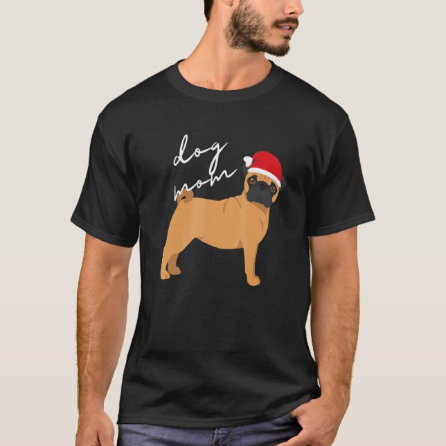 T-shirt Maman de Pug Fauve à Noël (Devant)