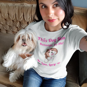 T-shirt Maman de Shih Tzu appartient à moi Rose pattes & c