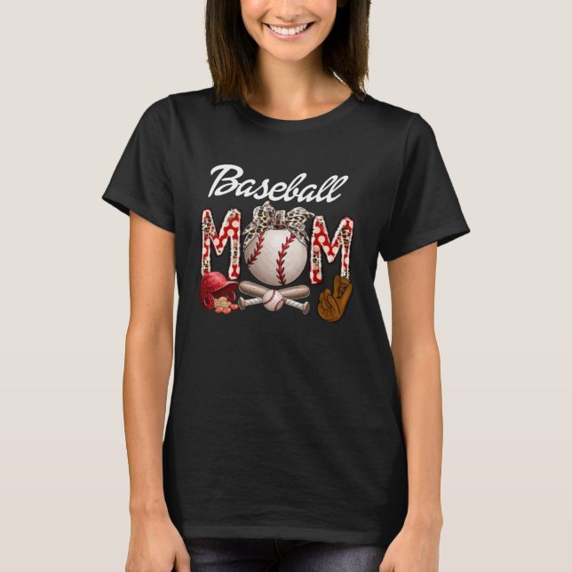 T-shirt Maman de softball baseball léopard (Devant)