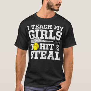 T-shirt Maman de softball drôle j'apprends à mes filles à