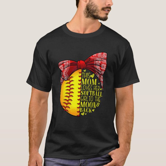 T-shirt Maman de softball Femmes Lanceuse Receveuse Filles (Devant)