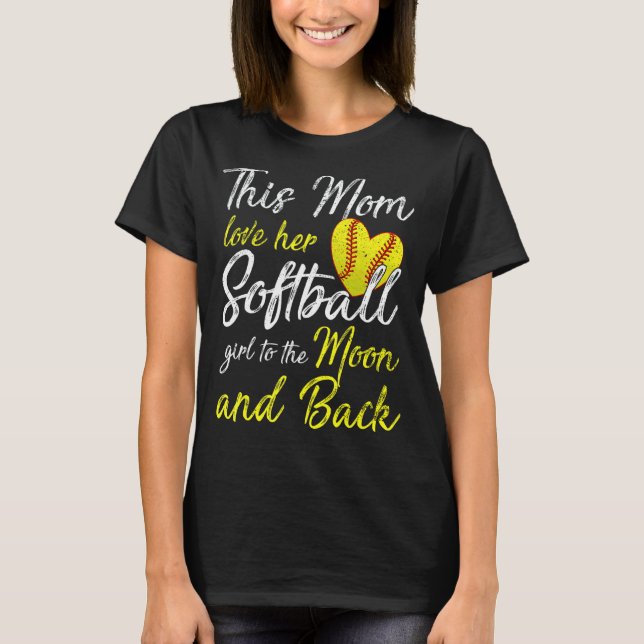 T-shirt Maman de softball Femmes Lanceuse Receveuse Filles (Devant)