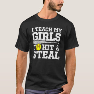 T-shirt Maman de softball J'apprends à mes filles à frapp
