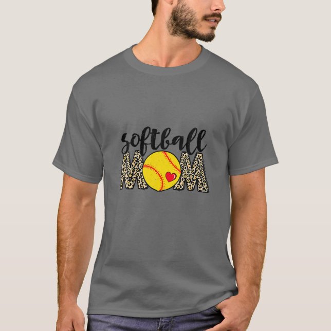 T-shirt Maman de softball Leopard Baseball Amateurs de spo (Devant)