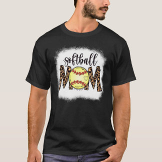 T-shirt Maman de softball léopard décoloré softball fémini