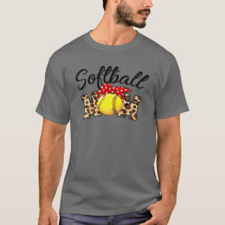 T-shirt Maman de softball Leopard Funny Baseball Maman D