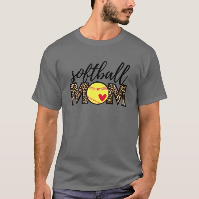T-shirt Maman de softball Leopard Funny Baseball Maman D (Devant)
