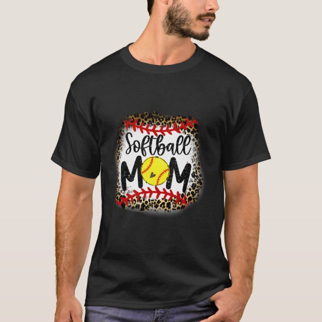 T-shirt Maman de softball Léopard Maman de softball (Devant)