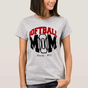 T-shirt Maman de softball rouge personnalisée