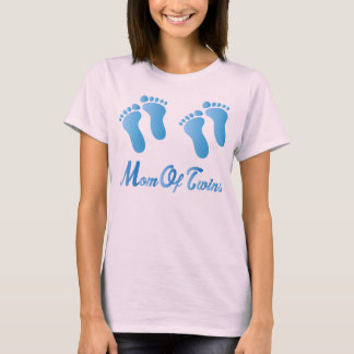 T-shirt Maman De Twins Blue Footprints Femme Tee - shirt