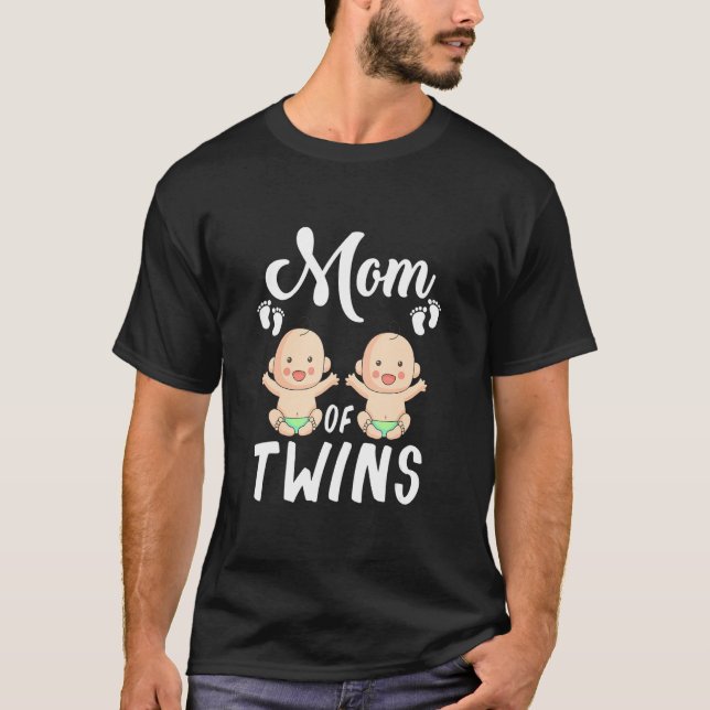 T-shirt Maman De Twins Maman Faire-part (Devant)
