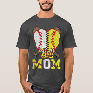 T-shirt Maman des deux Ball Maman moitié softball moitié b