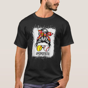 T-shirt Maman des deux Baseball Maman Softball Maman Messy