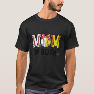 T-shirt Maman des deux softball baseball Mama Heart Mother