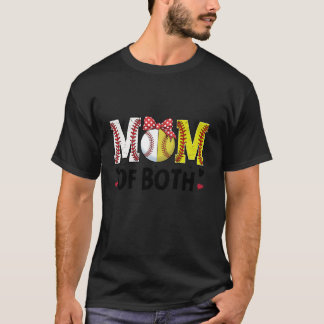 T-shirt Maman des deux softball baseball Mama Heart Mother