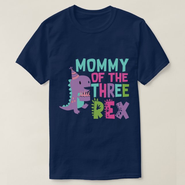 T-shirt Maman des Trois Rex Anniversaire Dinosaur Famille  (Design devant)
