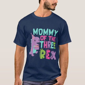 T-shirt Maman des Trois Rex Anniversaire Dinosaur Famille 