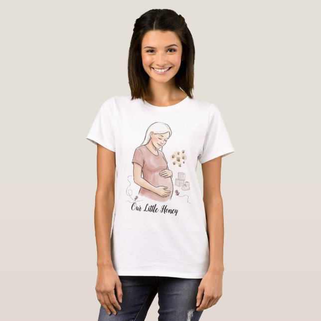 T-shirt Maman Devenue Abeille Annonce de Grossesse (Devant entier)