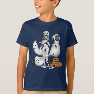 T-shirt Maman d'Halloween avec Kitty Cats et Ghost Boy