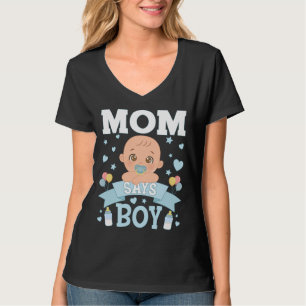 T-shirt Maman dit Boy Pregnancy rose ou bleu femmes V-Neck
