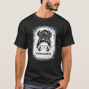 T-shirt Maman Doberman Cheveux En Chignon Dégagé Décolorés