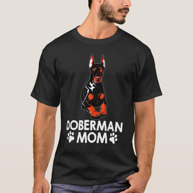 T-shirt Maman dobermann drôle d'art pour femmes fille chie (Devant)