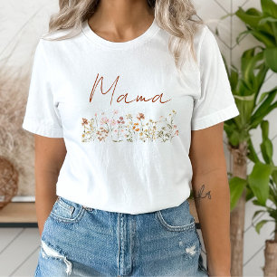 T-shirt Maman doit être Baby shower Fleur sauvage