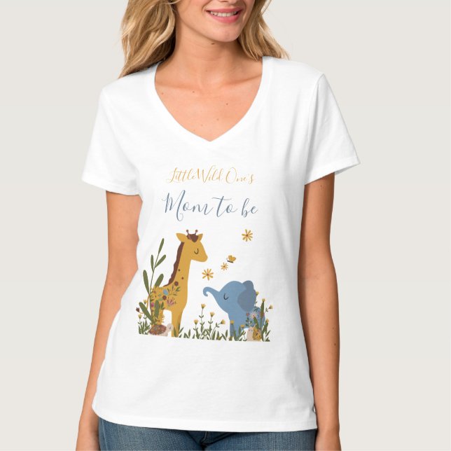 T-shirt Maman doit être sauvage Un mignon bébé Animaux (Devant)