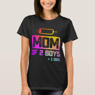 T-shirt Maman drôle de 2 garçons 1 fille Batterie basse